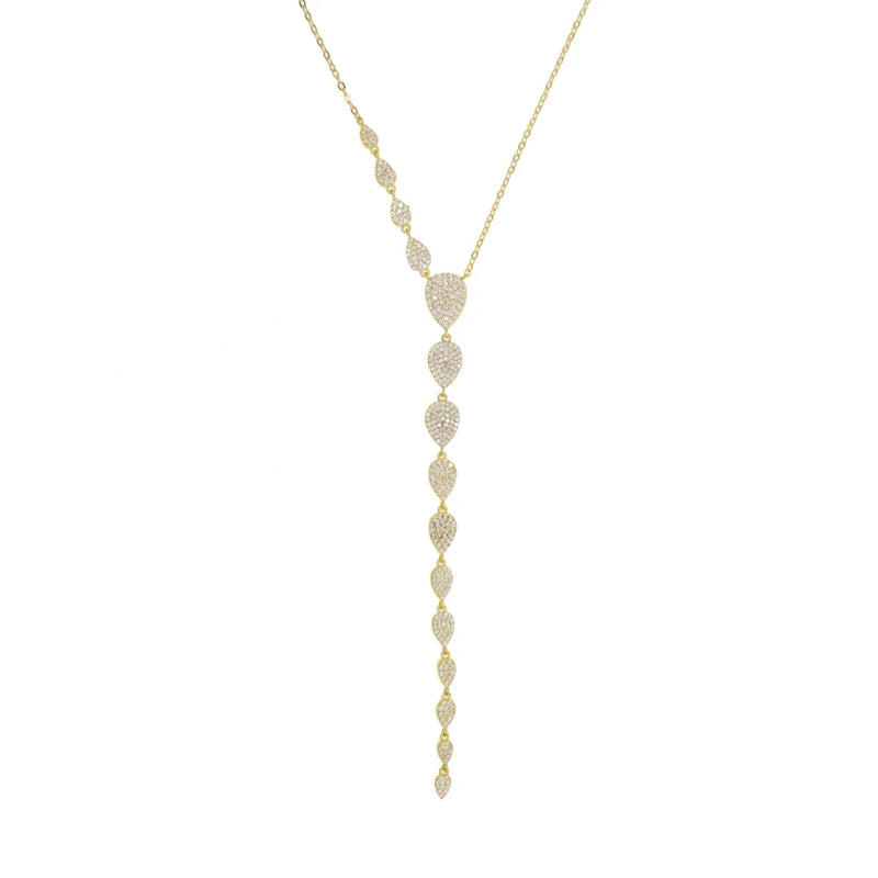 Tear Drop CZ Long Necklace for Women