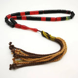 33-Bead Islam Tasbih Resin Bracelet with Tassels Yellow/Red