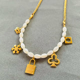 Shell Pearl Conch Necklace and Bracelet Set