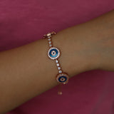 Geometric Disk Evil Eye Bracelet Set - Rose Bangles