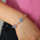 Geometric Disk Evil Eye Bracelet Set - Rose Bangles