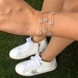 925 Sterling Silver CZ Star Charm Bracelet Delicate Star Link Chain