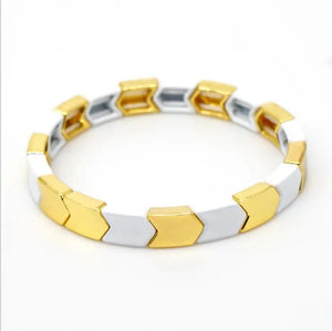 Rainbow Enamel Beads Stretch Bracelet Colorful Multicolored Tile Beads