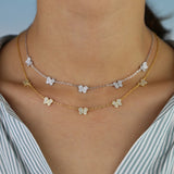 Tiny Butterfly Charm Necklace Silver Women Collar Chain
