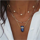 Tiny Butterfly Charm Necklace Silver Women Collar Chain