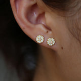 925 Silver Chrysanthemum Stud Earrings
