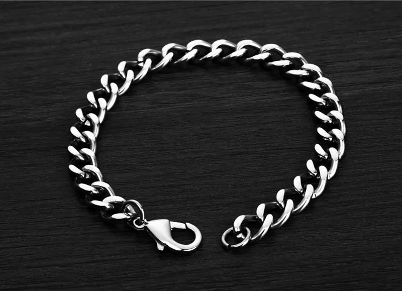 Titanium Stainless Steel Bracelet Men Chain Bracelets Punk Mens Jewelry