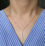 925 Silver Moon Necklace Sideway CZ Moon Delicate Chain