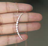 925 Silver Moon Necklace Sideway CZ Moon Delicate Chain