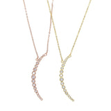 925 Silver Moon Necklace Sideway CZ Moon Delicate Chain
