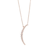 925 Silver Moon Necklace Sideway CZ Moon Delicate Chain
