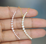 925 Silver Moon Necklace Sideway CZ Moon Delicate Chain