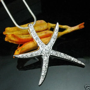 S925 Crystal Starfish Pendant Necklace for Women