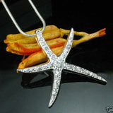 S925 Crystal Starfish Pendant Necklace for Women