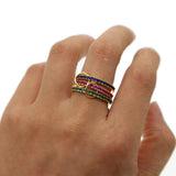 Rainbow CZ Eternity Band Engagement Stackable Ring