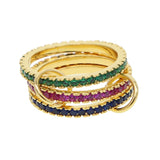 Rainbow CZ Eternity Band Engagement Stackable Ring