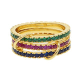 Rainbow CZ Eternity Band Engagement Stackable Ring