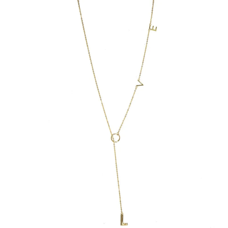 925 Sterling Silver Lariat Love Necklace Dainty Minimal Women Jewelry