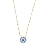 925 Sterling Silver Multicolor Stone Necklace Disco Eye Pendant