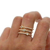Double Layer CZ Stack Ring Women Size 6 7 Midi Finger Stackable Knuckle Ring