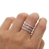 Double Layer CZ Stack Ring Women Size 6 7 Midi Finger Stackable Knuckle Ring