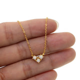 Fire Opal Three Stone Necklace on 925 Silver Chain