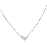 Fire Opal Three Stone Necklace on 925 Silver Chain