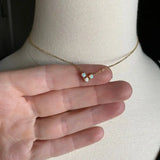 Fire Opal Three Stone Necklace on 925 Silver Chain