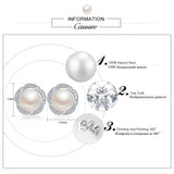 Freshwater Pearl Stud Earrings Sterling Silver Flower Jewelry