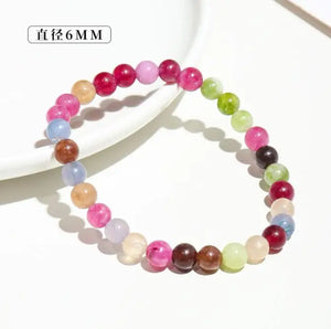 Watermelon Tourmaline Bracelet Beads 6-12mm Women Bangle