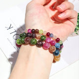 Watermelon Tourmaline Bracelet Beads 6-12mm Women Bangle