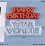 Geometric Happy Birthday Letter Silicone Mold - 1 pcs