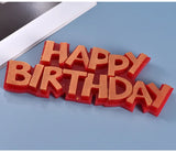Geometric Happy Birthday Letter Silicone Mold - 1 pcs
