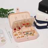 Travel Lady Jewelry Box Organizer PU Leather Earring Ring Necklace Storage