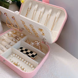 Travel Lady Jewelry Box Organizer PU Leather Earring Ring Necklace Storage
