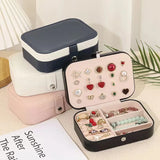 Travel Lady Jewelry Box Organizer PU Leather Earring Ring Necklace Storage