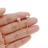 925 Silver Rainbow Drop Earring CZ Tassel Chain Delicate Jewelry