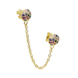 925 Silver Rainbow Drop Earring CZ Tassel Chain Delicate Jewelry