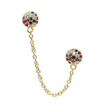 925 Silver Rainbow Drop Earring CZ Tassel Chain Delicate Jewelry