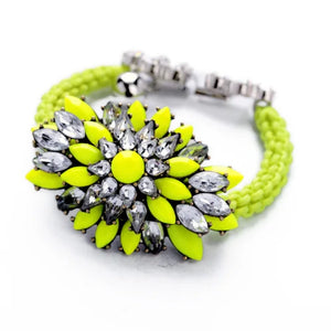 Crystal Flower Statement Bracelet for Women