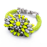 Crystal Flower Statement Bracelet for Women