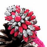 Crystal Flower Statement Bracelet for Women