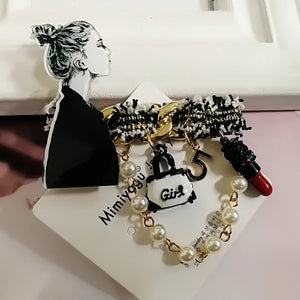 5 Lady Pins Pearls Brooches for Women
