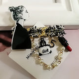 5 Lady Pins Pearls Brooches for Women
