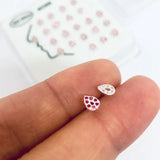 Red Corundum Heart Zircon Nose Stud 925 Silver Jewelry