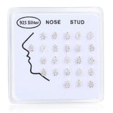 Red Corundum Heart Zircon Nose Stud 925 Silver Jewelry