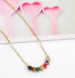Multicolor Micro Pave CZ Zircon Necklace Copper Snake Chain Choker Pendant