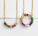 Multicolor Micro Pave CZ Zircon Necklace Copper Snake Chain Choker Pendant