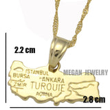 Turkey Map Pendant & Necklace for Women & Men