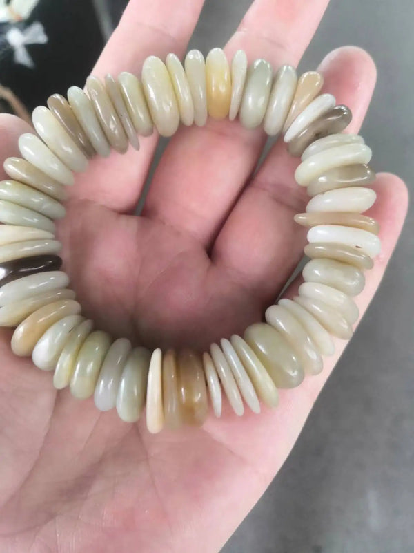 Natural Hetian Jade Personalized Bracelet Beaded Bangle Fine Jewelry